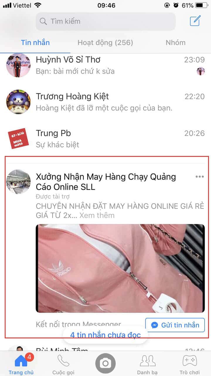 Quảng cáo trong messager